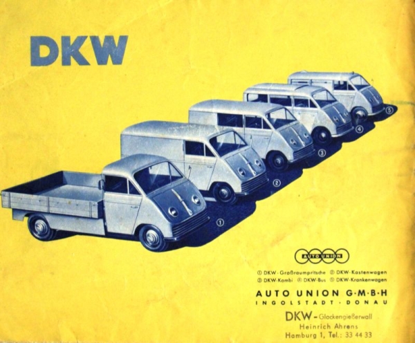 DKW Commercial Modelprogram 1952 "Wir fahren DKW" Carbrochure  (5010)